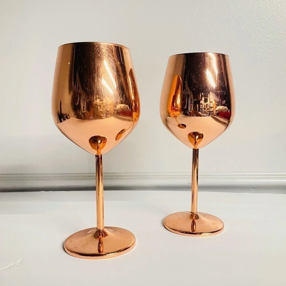 Rose Gold wine glasses Pier 1 2 set bundle - Picture 3 of 3